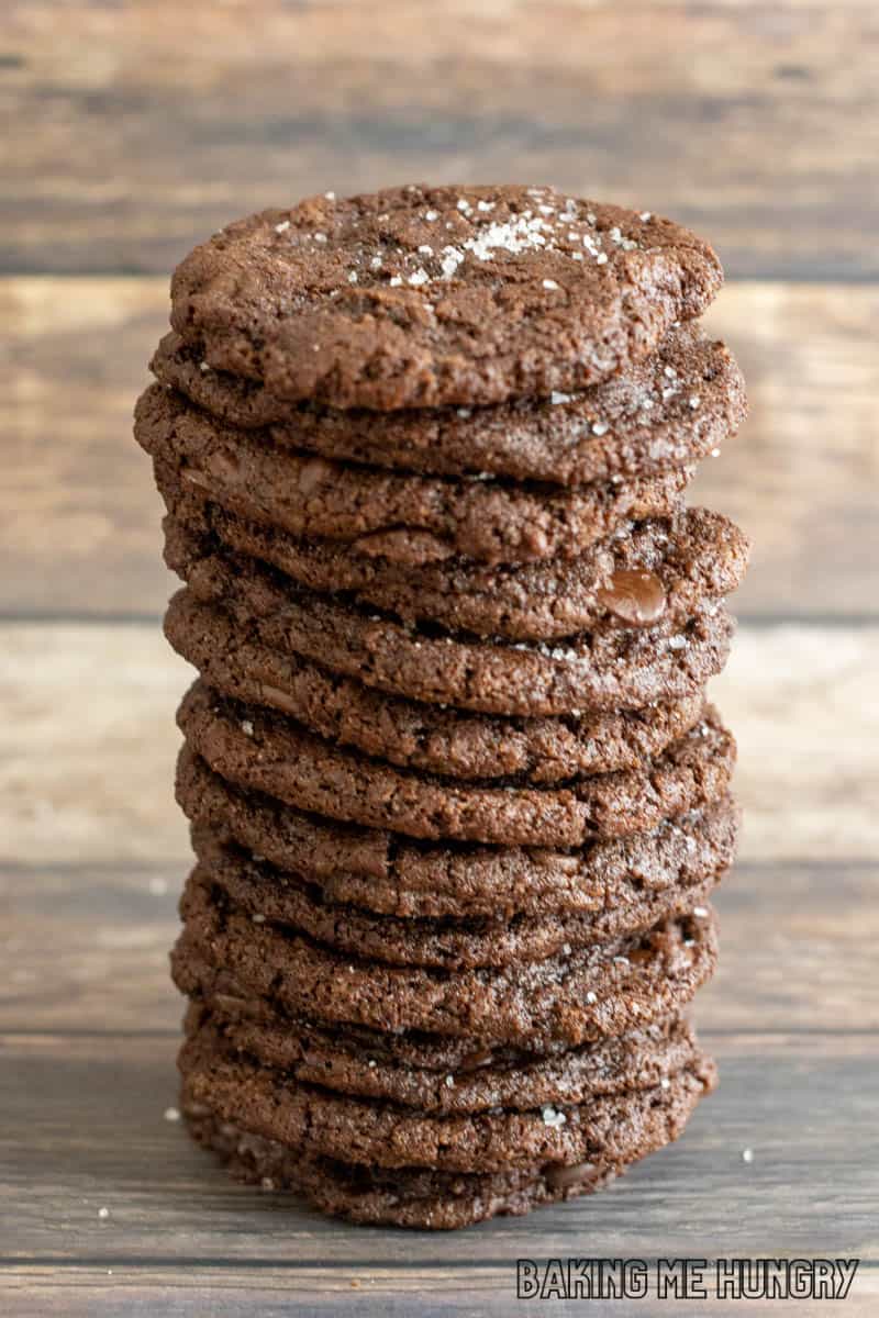 Salted Brownie cookies stacked
