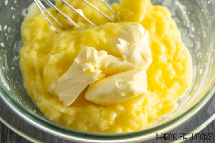 butter on top of mixture