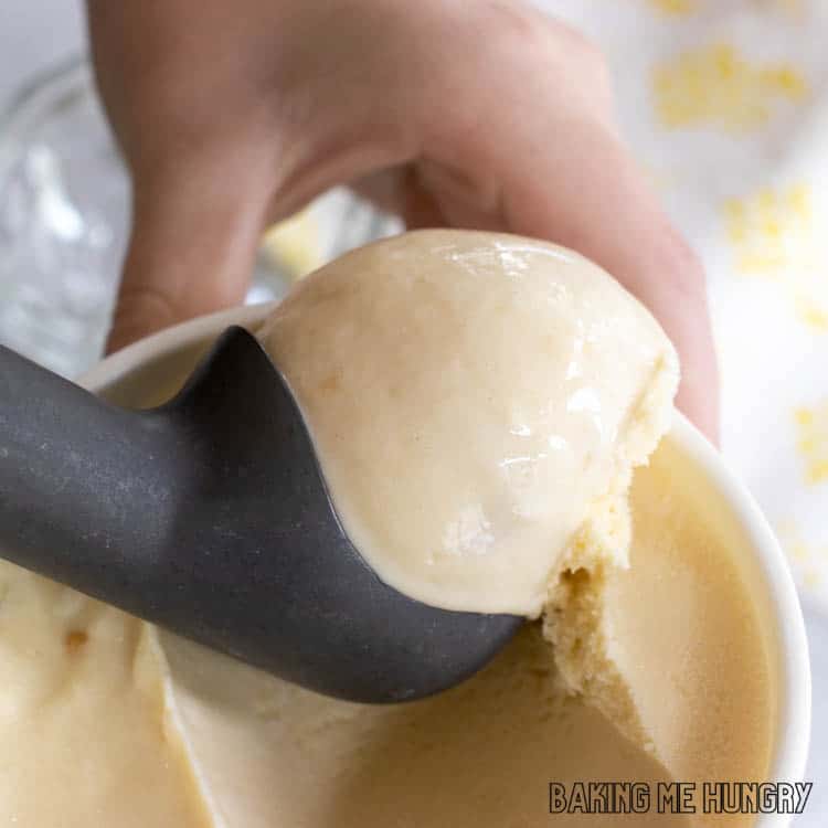 hand scooping scottish tablet ice cream