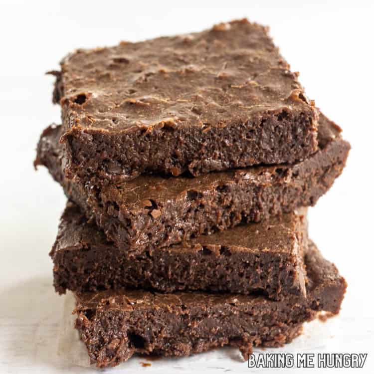 stacked close up of brownies