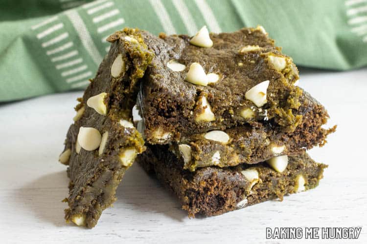 stack of blondies with matcha
