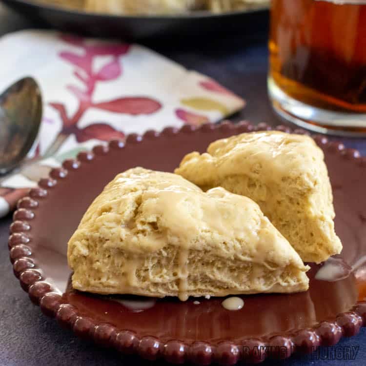 one of the earl grey scones on a plate