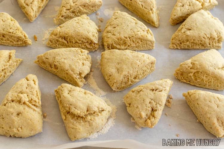 baked scones on parchment paper