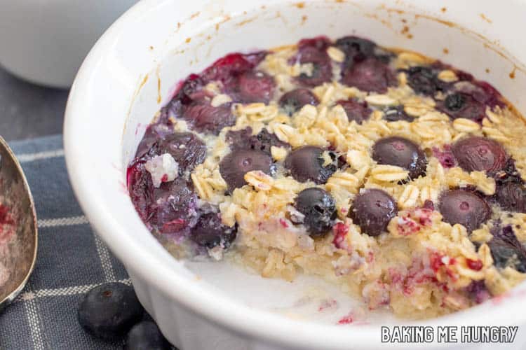blueberry baked oatmeal for one with some missing