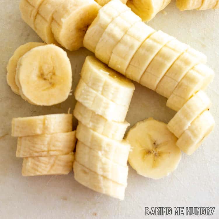 sliced banana on cutting board