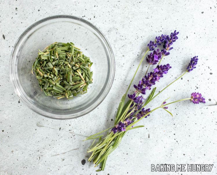 chopped lavender in small bowl