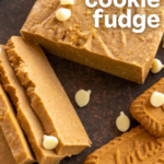 pinterest image for biscoff fudge