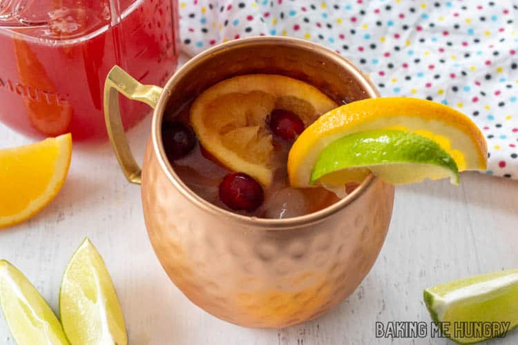virgin moscow mule with orange lime and cranberry