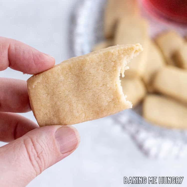 hand holding a brown sugar cookie missing a bite