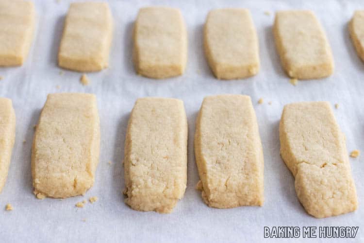 baked plate of 3 Ingredient Brown Sugar Cookies on a parchment lined baking sheet