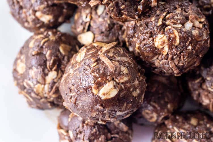 pile of peanut butter balls with oatmeal