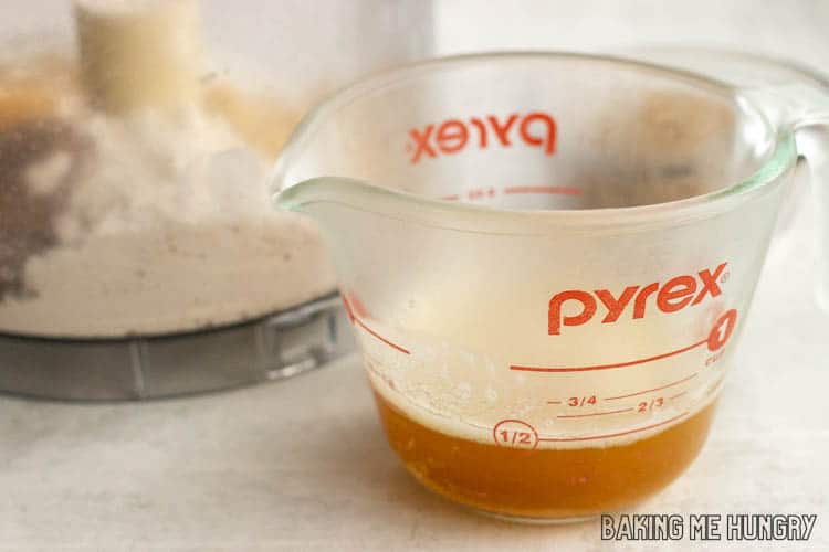 browned butter in measuring cup