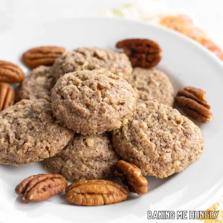 side view of brown butter pecan cookies