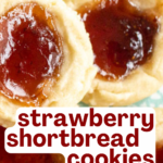 pinterest image for strawberry shortbread cookies