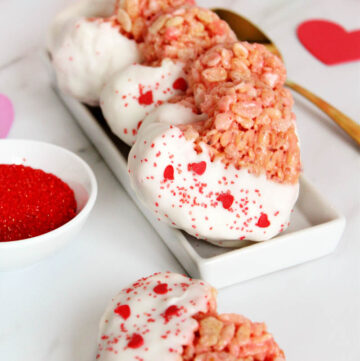 hearts from the valentines rice krispie treats recipe on serving plate