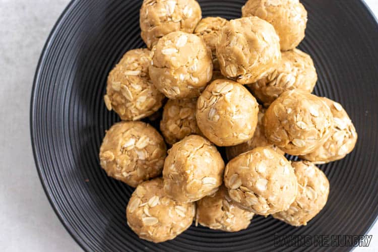 plate with 3 ingredient peanut butter balls