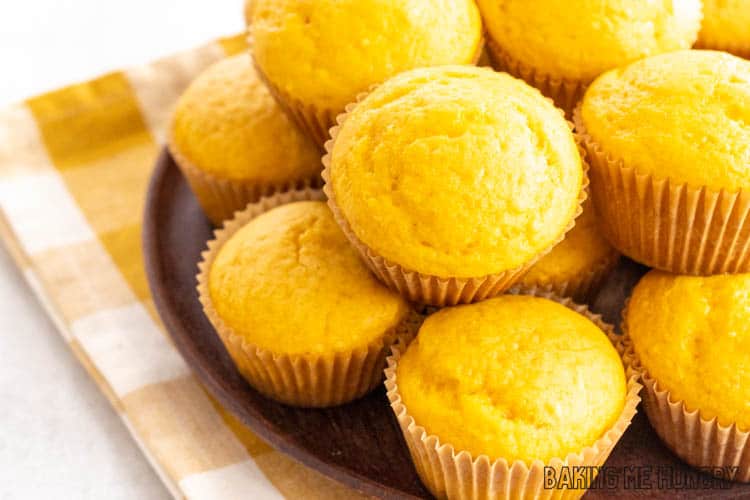stack of 3 ingredient pumpkin muffins on plate