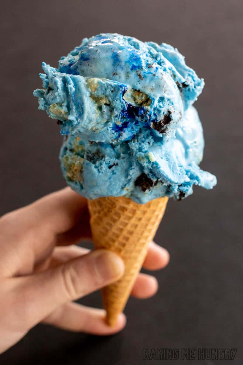 sugar cone with cookie monster ice cream recipe