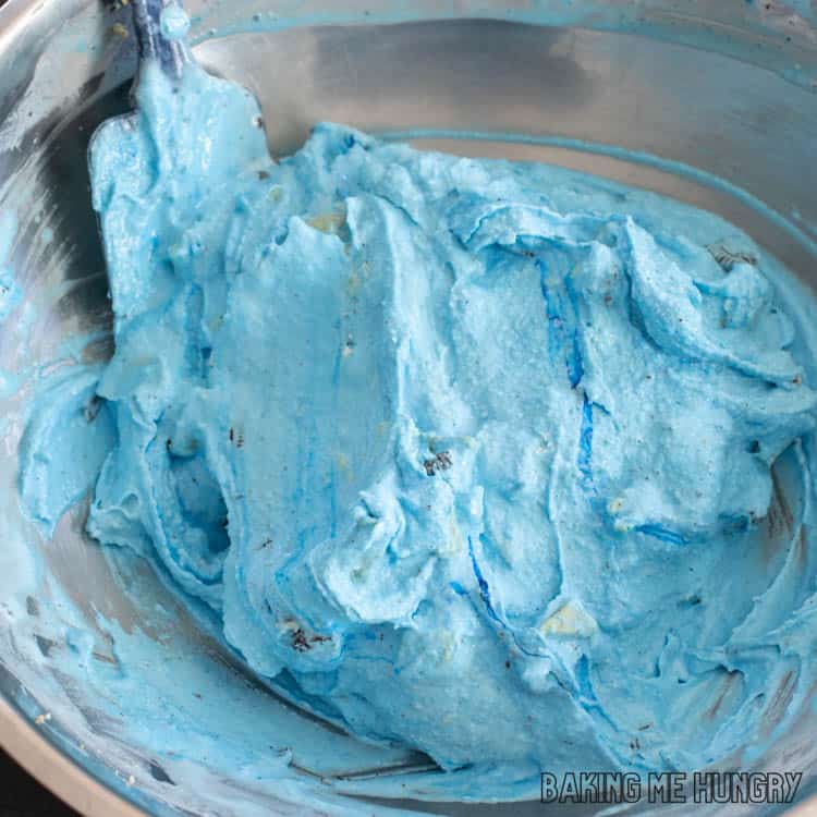 blue ice cream in bowl