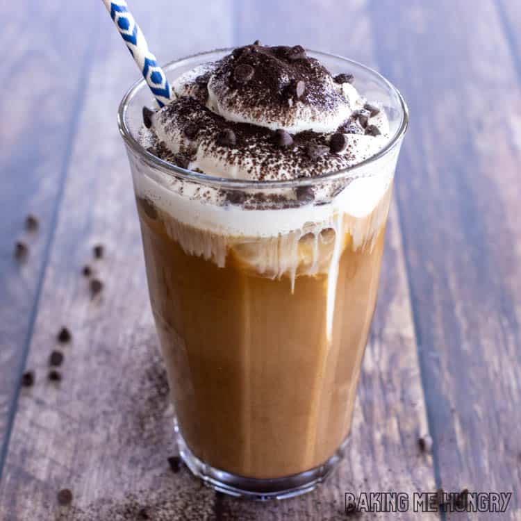 black cocoa powder on top of iced mocha