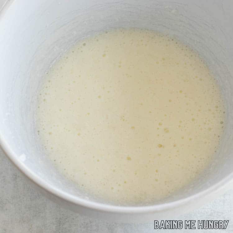 foaming white liquid in bowl