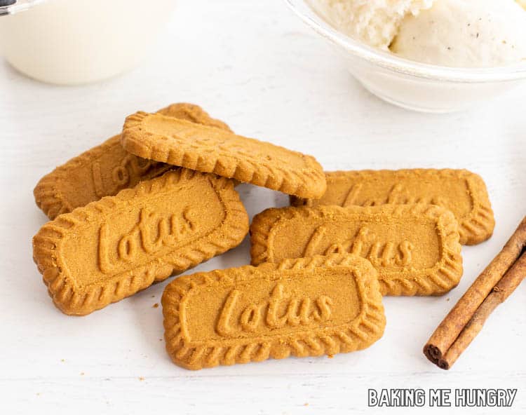 lotus biscoff cookies on white surface