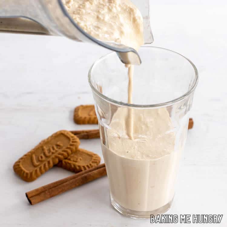 creamy mixture being poured into glass