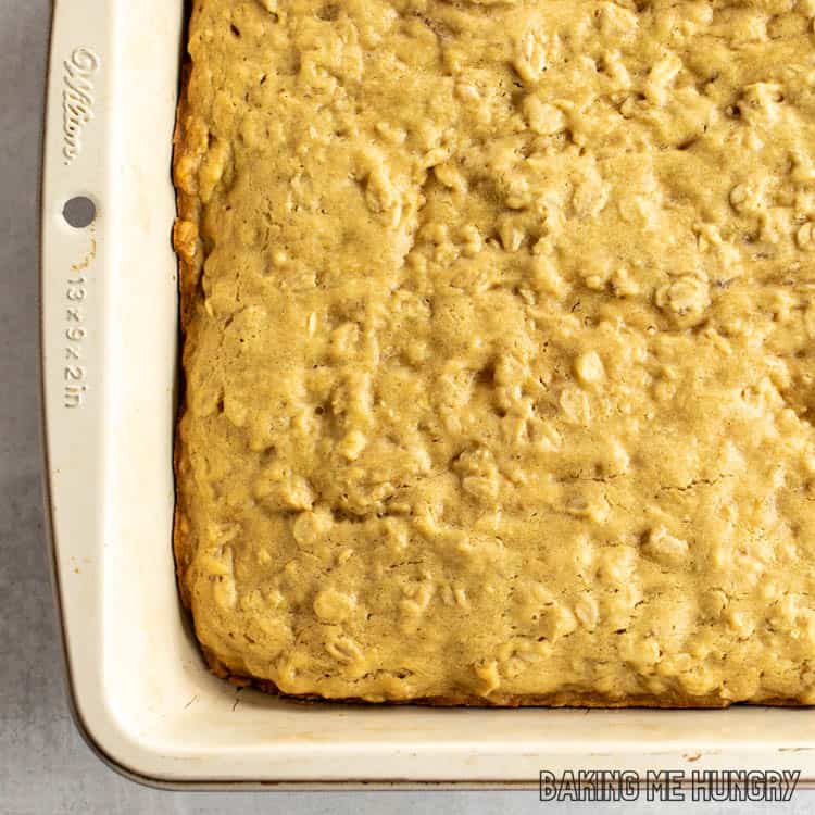 baking pan with oatmeal bars