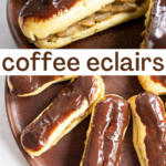pinterest image for coffee eclairs