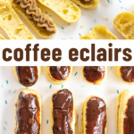 pinterest image for coffee eclairs