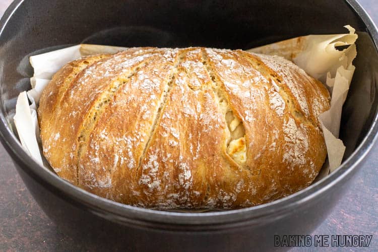 baked bread in dutch oven