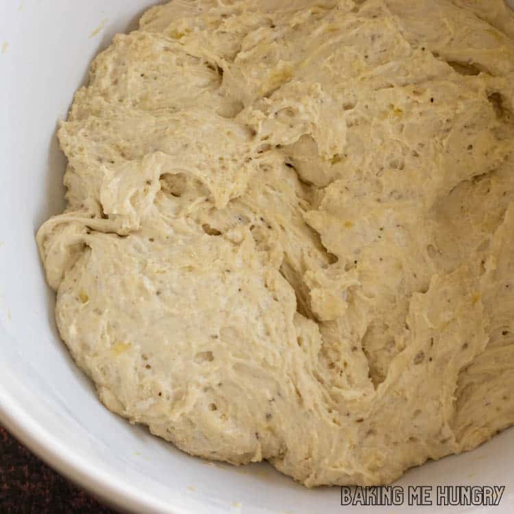 dough rising in bowl