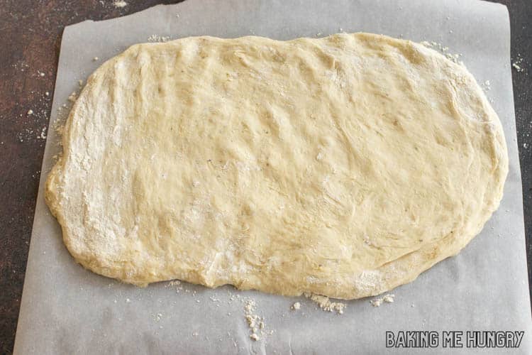 dough pressed into large rectangle