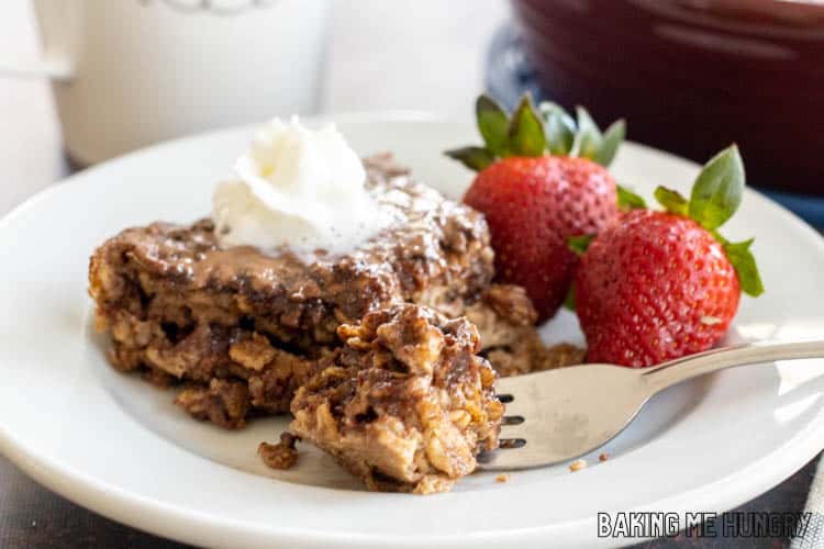 baked oatmeal with nutella on a plate