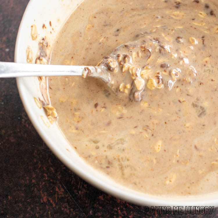 bowl with liquid and oatmeal