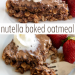 pinterest image for nutella baked oats recipe