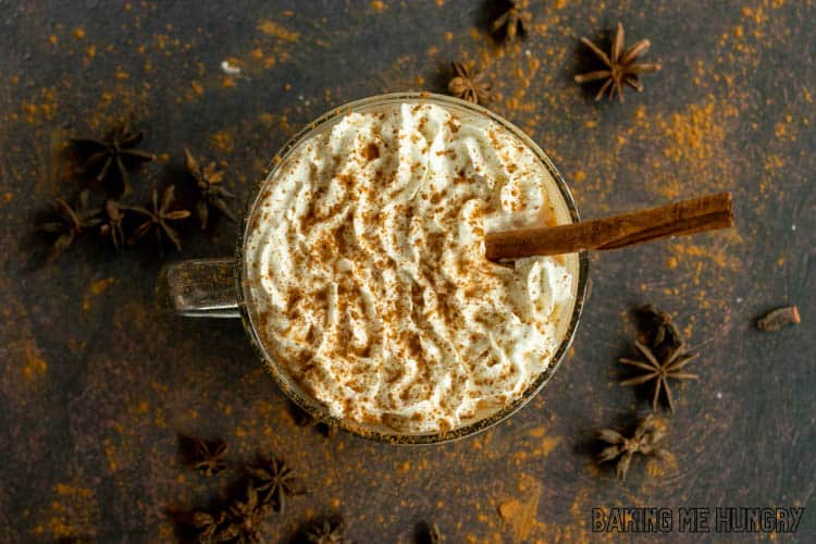 vanilla chai latte recipe in large mug