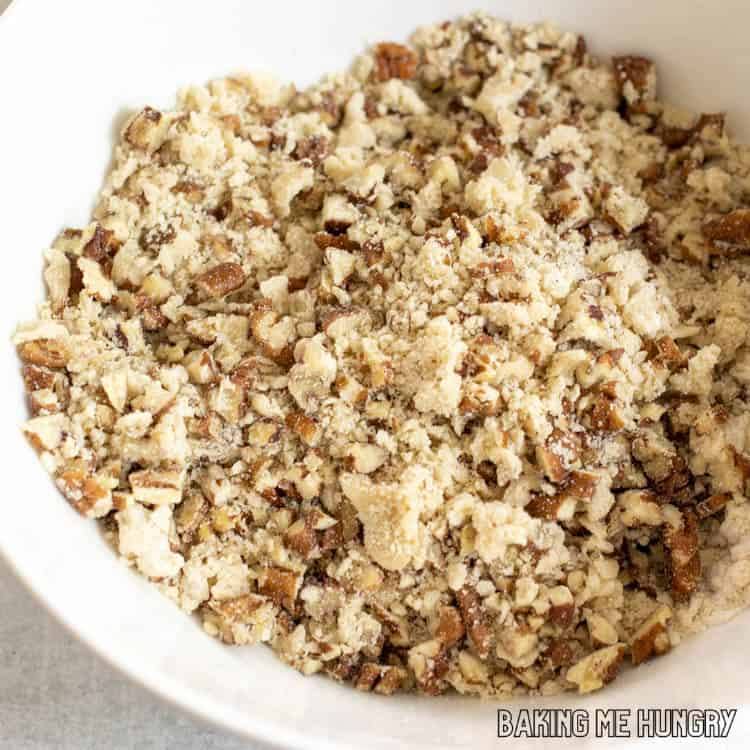 crumb and nut topping in bowl