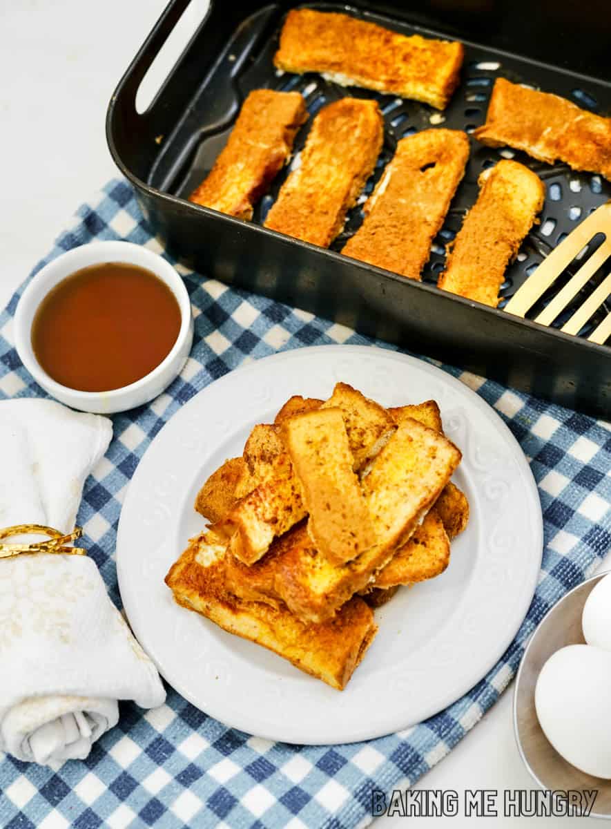 plate of air fried french toast sticks