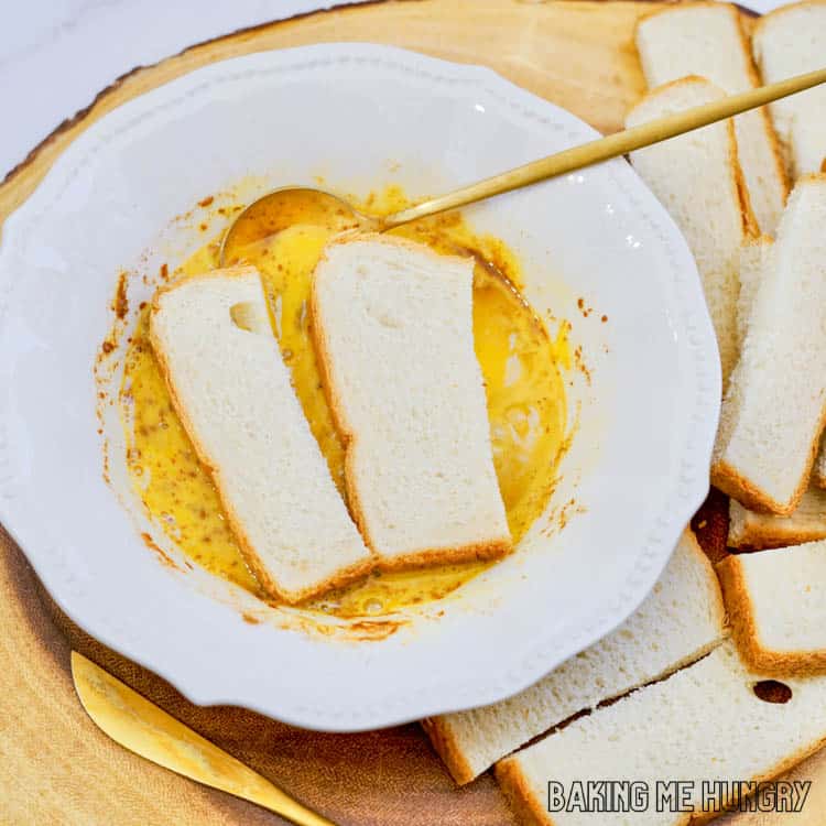 bread in egg mixture
