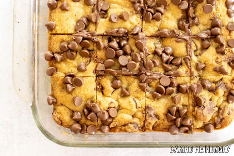 baked cookie bars in pan