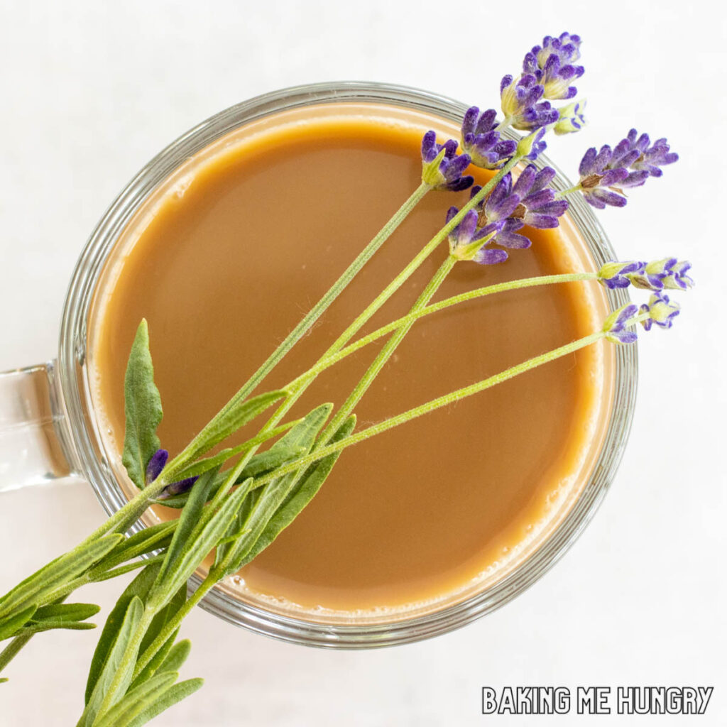 lavender coffee recipe in a mug