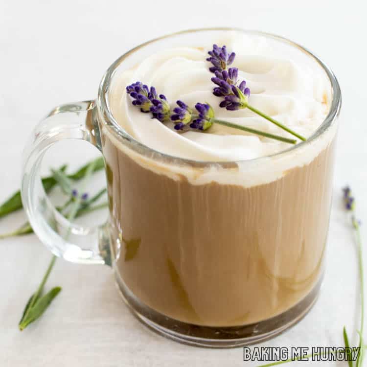 mug with lavender coffee