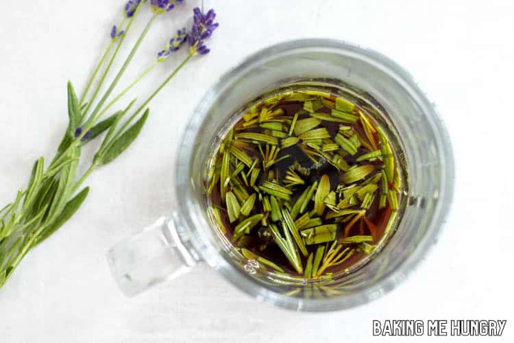 lavender steeping in coffee