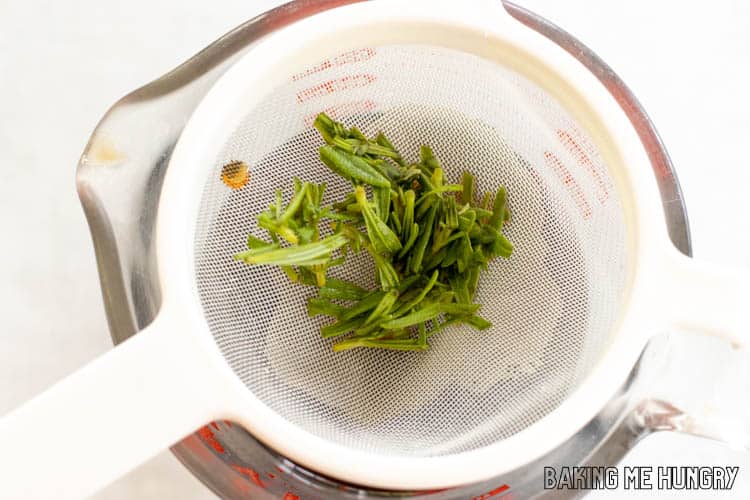 lavender in strainer