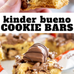 pinterest image for kinder bueno cookie bars