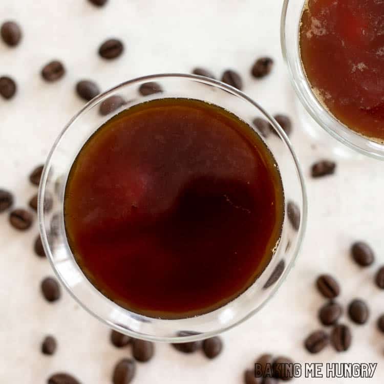 overhead shot of espresso martini mocktail