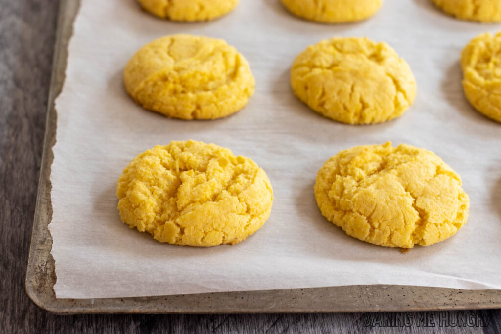 cornbread cookies recipe on tray