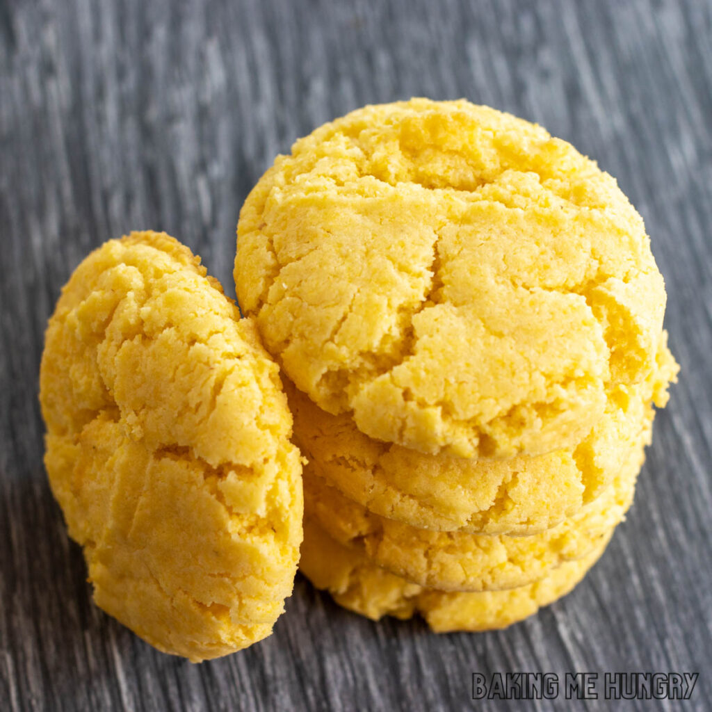 stack of corn cookies with one on its side