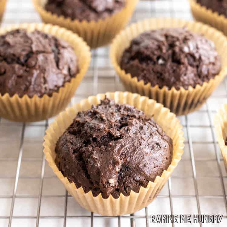 chocolate muffins on wire rack